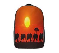 kaiyun Elefantes Walking at Solset Mochilas Escolar,3D Africa Vida silvestre Impreso,Bolsas De Niños Estudiantes De Primaria Y Secundaria 17inch