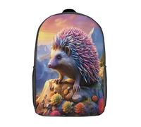 kaiyun Erizo en paisaje montañoso Mochila Escolar Para Infantil Ilustración de vida silvestre fantástica Niño Niña,Alta Capacidad Mochilas Viaje De Bolsas Para 17inch