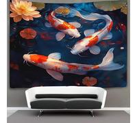 kaiyun Escena artística del estanque Pez koi nadando Tapices Para,sala De Estar,apartamento,dormitorio,decoración Artística De Pared 150cmx200cm