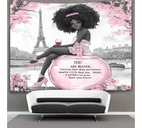 kaiyun Escena de París Tapiz Estético Del Dormitorio - De Pared Independiente Decoración De La Habitación Arte de empoderamiento femenino 100cmx150cm