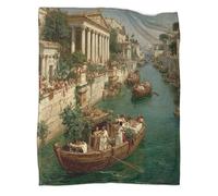 kaiyun Escena Romana Antigua Manta 3D Barco de Madera Navegando por el Río Tíber Estampada Adecuada para Adolescente Y Adultos Colcha Patchwork para Sofá Cama De Vacaciones 70x80inch(180x200cm)