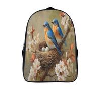 kaiyun Estilo de Pintura al Óleo Niños, Niñas Y Adolescentes, Bolsa De Escuela Ligera Para Portátil, Bird's Nest Cherry Blossom Tree Mochila Informal 16 inch
