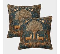 kaiyun Estilo Medieval Funda De Cojín Cuadrada 40x40cm 2 Paquetes Scene of Ciervo Hunting in The Forest con Cremallera Decorativa Invisible para Muebles