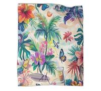 kaiyun Estilo Tropical Colchas Patchwork,Suaves Y Cálidas Elementos playeros Mantas De Franela Estampada para Casa Y Camping 70x80inch(180x200cm)