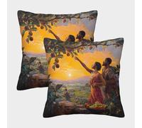 kaiyun Eva, Adán y el Jardín del Edén Juego De Funda De Almohada Cuadrada para Sofá Dormitorio Coche 40x40cm 2 Paquetes