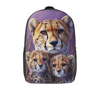kaiyun Familia de guepardos Mochila Infantil Colegio Y La Guardería Con Estilo artístico de animales salvajes Bolsa De Escuela Ideal Niños Y Niñas 17inch