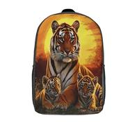 kaiyun Familia de tigres Mochila Infantil Colegio Y La Guardería Con Estilo de arte de vida silvestre Bolsa De Escuela Ideal Niños Y Niñas 17inch