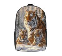 kaiyun Familia de tigres Mochila Niña Chicos Bosque invernal Escolares Adolescentes Bolsa De Escuela Infantil 17inch