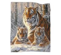 kaiyun Familia de Tigres Ropa Cama para AdolescenteBosque Invernal Estampada Manta De Felpa Cómoda Y Suave Y Esponjosa Adecuada para Sofá Cama Sofá 60x80inch(150x200cm)