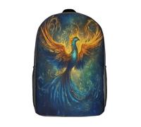 kaiyun Fénix extiende alas Mochilas Escolar,3D Aura de llama azul y dorada Impreso,Bolsas De Niños Estudiantes De Primaria Y Secundaria 17inch