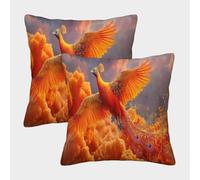 kaiyun Fénix Rises from Orange Cumulus Clouds in The Desert Funda De Cojín Cuadrada 40x40cm 2 Paquetes con Cremallera Decorativa Invisible para Muebles