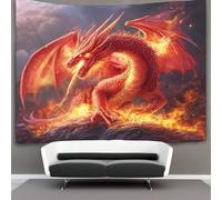 kaiyun Fire-breathing Red Dragón Tapiz,Llama Colgar En La Pared,tapices Estéticos,decoración De Habitación Para Dormitorio,sala De Estar,universidad,130cmx150cm