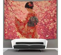 kaiyun Flores de cerezo danzando en el aire y una joven en kimono Tapices Para,sala De Estar,apartamento,dormitorio,decoración Artística De Pared 70cmx100cm
