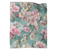 kaiyun Flores de Cerezo en Acuarela Blanket Sofa Throw 3D Impreso Estética Japonesa Es Suave Y Cómodo Al Tacto,Adecuado para Que Toda La Familia Se Mantenga Abrigada 60x80inch(150x200cm)