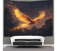 kaiyun Flying over The Bosque in The Night Sky Golden Fénix Tapices Para,sala De Estar,apartamento,dormitorio,decoración Artística De Pared 180cmx230cm