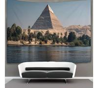 kaiyun Fotografía de las pirámides al otro lado del río Nilo Tapiz Decoración Del Hogar Impresión HD Para Sala De Estar,dormitorio 150cmx200cm