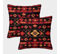 kaiyun Fuego Rojo y Bajo Funda De Cojín Cuadrada 50x50cm 2 Paquetes Diseño de Estampado Tribal con Cremallera Decorativa Invisible para Muebles