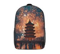kaiyun Fuegos artificiales Mochilas Para Chicos Y Chicas Ciudad Cieloline Adolescentes Bolsa De Escuela 17inch Gran Capacidad Con Hebilla De Ajust