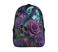 kaiyun Full Moon, Flying Dragón with Wings Bolsas Niños Con Diseño Transpirable Y Cremallera Rose Cráneo Mochila Escolar Estudiantes Adolescentes Chicos Chicas 16 inch