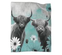 kaiyun Ganado de Las Tierras Altas Manta,Ilustración artística de Vida Silvestre Ropa Cama Suave Y Liviana para Todas Las Estaciones Picnics,Viajes,decoración del Hogar 70x80inch(180x200cm)