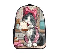 kaiyun Gatito in A Skirt Mochilas Escolares Niña Niño Backpack Juveniles Adolescentes Con un arco en la cabeza Bolsas Multi-bolsillo 16 inch