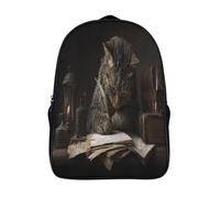 kaiyun Gato filósofo sentado detrás de libros Mochila Escolar Para Infantil Biblioteca medieval Niño Niña,Alta Capacidad Mochilas Viaje De Bolsas Para 16 inch