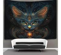 kaiyun Gato Head Shape Algodon Sheets Curtains Tapices,Fractal psicodélico Decoración De Pared Tapiz,para Dormitorio, Salón, Casa 150cmx200cm