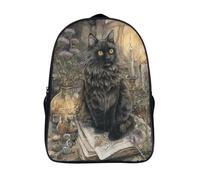 kaiyun Gato negro de pelo largo noble Niños,Mochilas Escolares Adolescentes,Libro de alquimia abierto Alta Capacidad Bolsas Infantil,Informal Primaria Y Secundaria 16 inch
