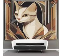 kaiyun Gato Tapiz Para Colgar En La Pared Estilo Art Déco Tapices Estéticos,decoración De Dormitorio, Sala De Estar,dormitorio 130cmx150cm
