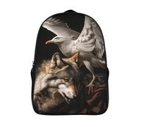 kaiyun Gaviota gigante y lobo,mochilas De Viaje Impresas En 3D, Ligero Y Transpirable Bolsa De Escuela Escolar Para Niños 16 inch