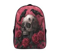 kaiyun Gothic Composition Mochila Infantil Colegio Y La Guardería Con Big Skull in Black Spider Web Red Roses Bolsa De Escuela Ideal Niños Y Niñas 16 inch