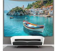 kaiyun Greek Pueblo Tapiz Para,White Edificios And Green Plantas Tapices Artísticos Decoración Para Colgar En La PaRojo Para Sala De Estar Dormitorio 70cmx100cm