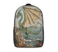 kaiyun Green Dragón by The Sea Mochila Infantil Estilo medieval Bolsa De Escolar Niña Niño Bolsas Mochilas Para Colegio Viaje Cámping 17inch
