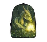 kaiyun Green Dragón on The Grass Mochila Niña Chicos Glowing Flores Bolsa De Escuela Adolescentes Colegio Infantil 16 inch