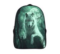 kaiyun Green Forest Under Full Moon Mochila Infantil Wolf Bolsa De Escolar Niña Niño Bolsas Mochilas Para Colegio Viaje Cámping 16 inch