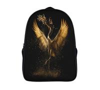 kaiyun Grulla Extiende sus alas doradas Niña,Chicos Ramas de árbol Mochila Escolar Para Viaje Bolsa De Escuela 16 inch