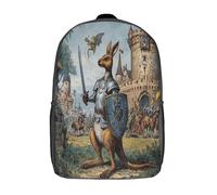 kaiyun Guerrero canguro con armadura, castillo medieval Mochila Escolar Para Niños Gran Capacidad En 3D Para Estudiantes De Primaria Y Secundaria De 17inch