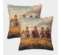 kaiyun Guerrero Nativo Americano Fundas De Almohada Decoración del Hogar con Cremallera Invisible 45x45cm 2 Paquetes