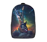 kaiyun Guitarra eléctrica Niña,Chicos Arte espacial de fantasía Mochila Escolar Para Viaje Bolsa De Escuela 17inch