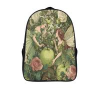 kaiyun Hadas y rosas en el huerto de manzanas verdes Mochila Escolar Para Niños Gran Capacidad En 3D Para Estudiantes De Primaria Y Secundaria De 39x29x16cm
