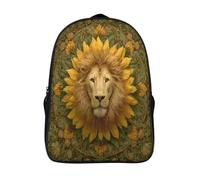 kaiyun Hay una cabeza de león en medio del girasol Mochilas Escolares Niña Niño Backpack Juveniles Adolescentes Bolsas Multi-bolsillo 16 inch