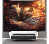 kaiyun Hojas de otoño, zorros y un hermoso bosque Algodon Sheets Curtains Tapices, Decoración De Pared Tapiz,para Dormitorio, Salón, Casa 180cmx230cm