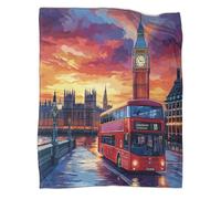 kaiyun Horizonte de Londres-Estilo de Pintura de Atardecer Vibrante Blanket - Manta Versátil para Sofás, Colcha Patchwork De Cama De Viaje Suave Y Cómoda,60x80inch(150x200cm)