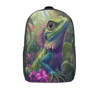 kaiyun Iguana Mochila Niña Chicos Plantas tropicales Bolsa De Escuela Adolescentes Colegio Infantil 17inch