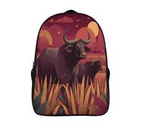 kaiyun Ilustración de búfalo Mochila | | Bolsa Escolar Unisex Para Niños Pequeños 16 inch