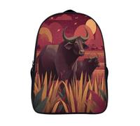 kaiyun Ilustración de búfalo Mochilas Escolar Impresos En 3D Estudiantes De Primaria Y Secundaria Bolsas 16 inch