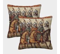 kaiyun Ilustraciones de ejércitos árabes en manuscritos Medievales Fundas De Almohada Decoración del Hogar con Cremallera Invisible 40x40cm 2 Paquetes