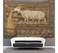 kaiyun Ilustraciones de manuscritos vikingos medievales, cabras Tapiz Para Colgar En La Pared, Tapices Arte De Pared Estético Decoración Del Hogar Para Sala De Estar Dormitorio 130cmx150cm