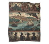 kaiyun Images of The Spanish-Maya Colonial War in The Americas Manta Patrón Diseño Novedoso Dormitorio Suave Cómoda Ropa Cama Esponjosa Cuatro Estaciones 40x50inch(100x130cm)
