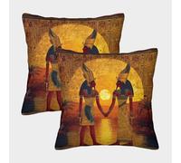kaiyun ISIS y Osiris Frente al Amanecer sobre el Nilo Funda De Almohada Impresa En 3D Decoración del Hogar Sala De Estar Sofá para Coche 40x40cm 2 Paquetes